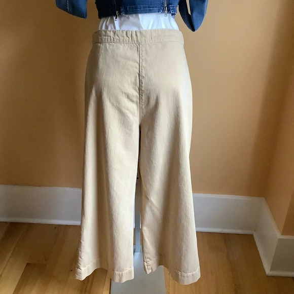 ZARA WOMAN Tan Wide Leg Cropped Pants Size 8 - Picture 4 of 14